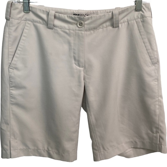 Nike Golf Women’s Dri-Fit Khaki Mid-Rise Shorts Size 10 - Picture 1 of 8